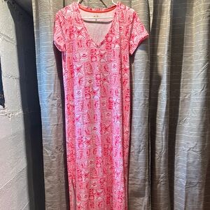 Pink Patterned Maxi Dress